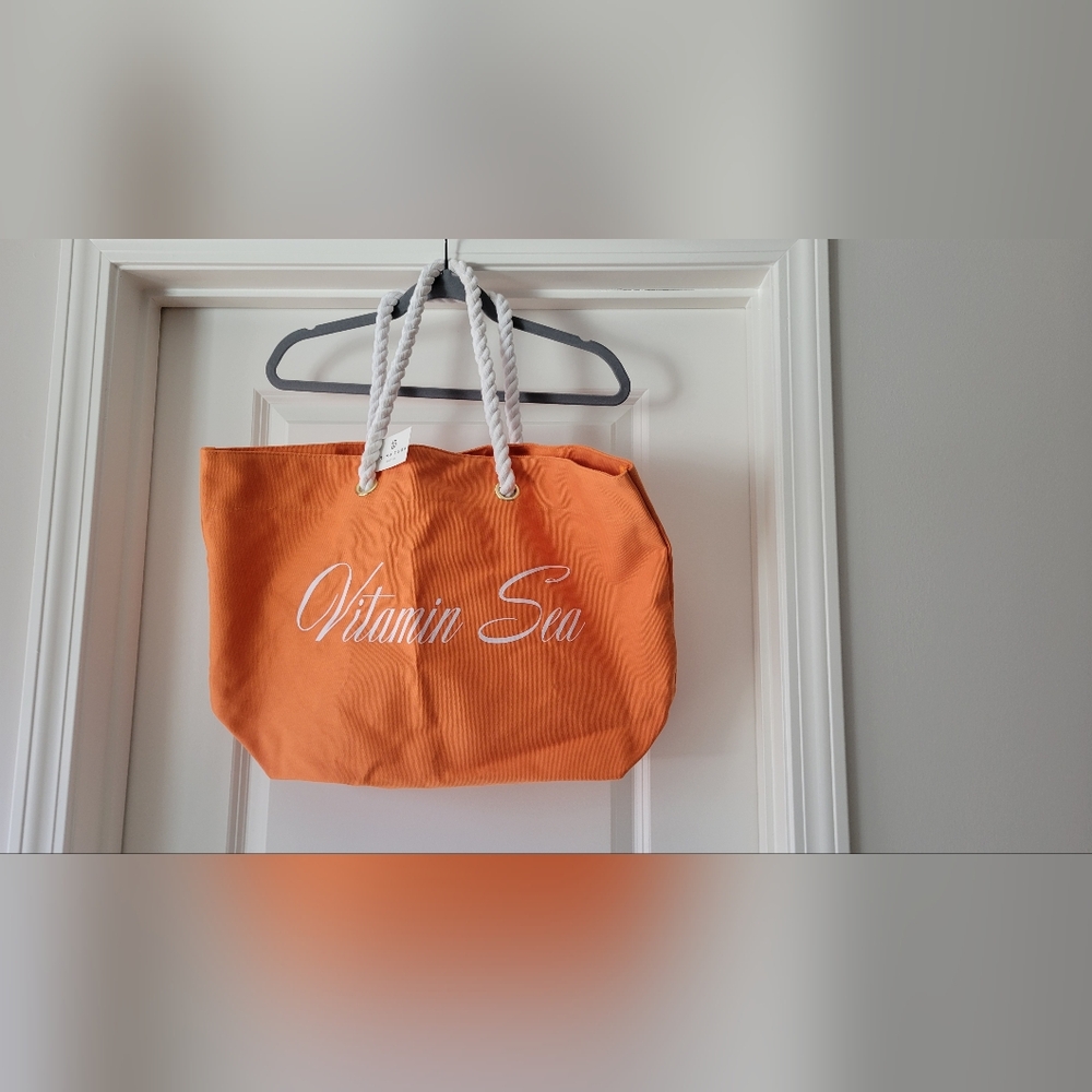 NWT - Trina Turk "Vitamin Sea" Orange Canvas Beach Tote